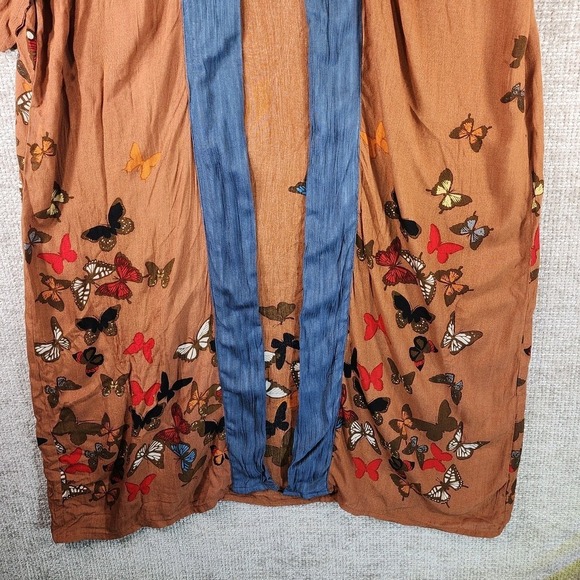 Free People Butterfly Kisses Open Front Kimono Duster Womens One Size Brown NWI - Picture 6 of 16